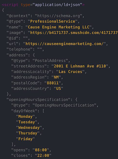 Structured-Data-Schema-SEO-Project Example of Local Business schema
