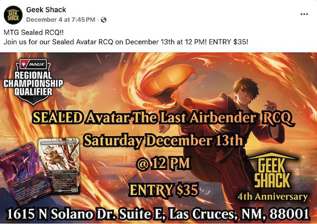 Weekly events at Geek Shack